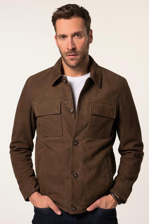 Immagine prodotto JP1880 Giacca in pelle nabuk d'agnello con collo da camicia, fino alla tg. 7XL (6XL)