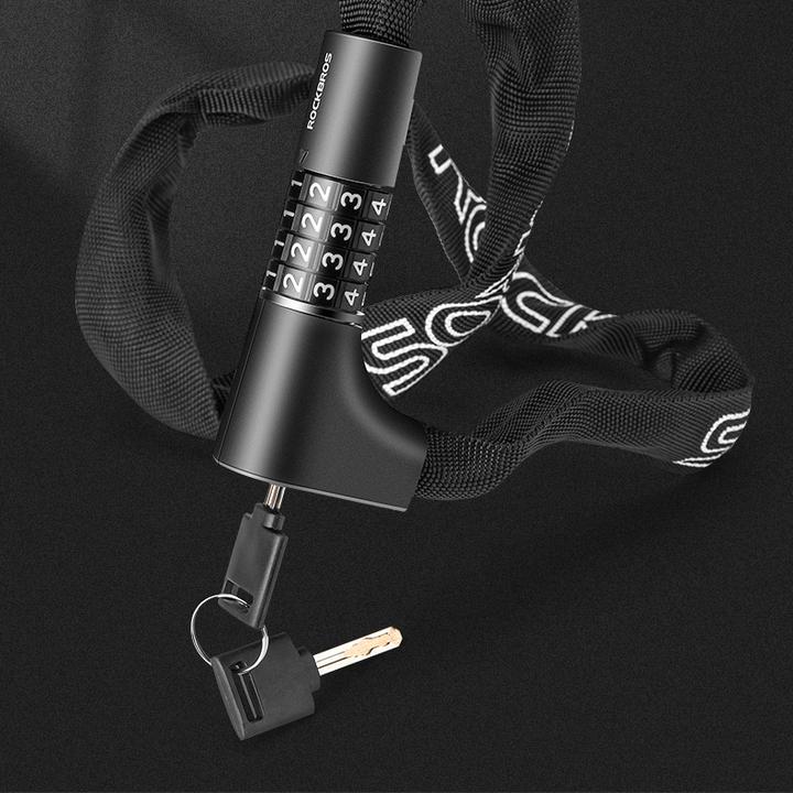 Image du produit Rockbros 3230002001 antivol pour vélo avec combinaison et clé - noir (95 cm)