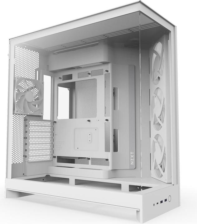NZXT H9 Flow RGB (2025) All White Midi Tower ATX Gaming Gehäuse weiss mit Glasfenster (ATX, Mini-ITX, mATX)