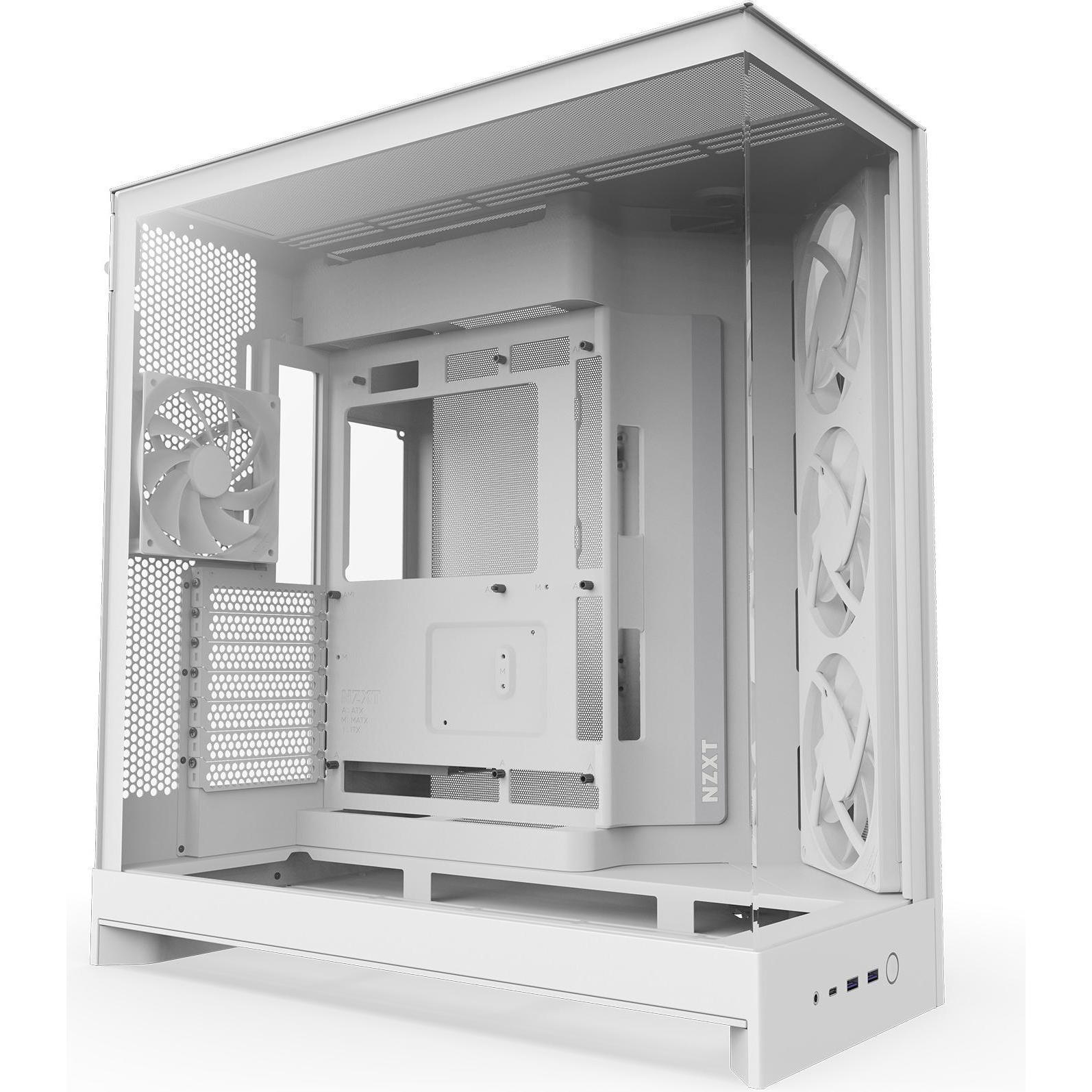 NZXT H9 Flow RGB (2025) All White Midi Tower ATX Gaming Gehäuse weiss mit Glasfenster (ATX, Mini-ITX
