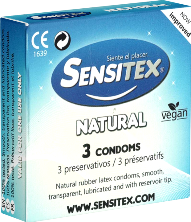 Sensitex «Natural» 3 natürliche und vegane Kondome aus Spanien (3 Stk.)