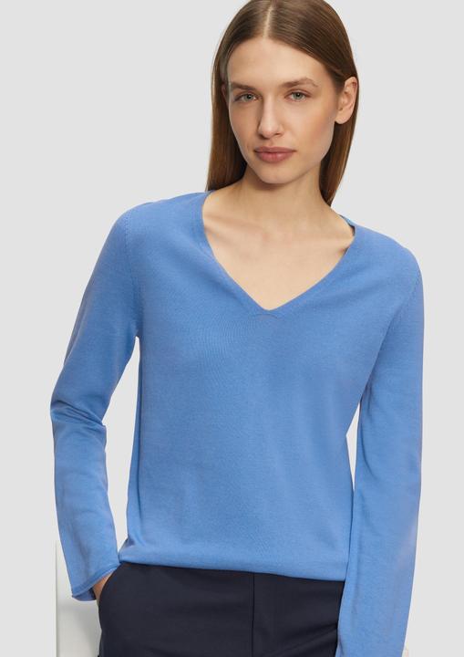 Produktbild S.Oliver Strickpullover Feinstrickpullover mit V-Ausschnitt und Rollkante am Saum (38)