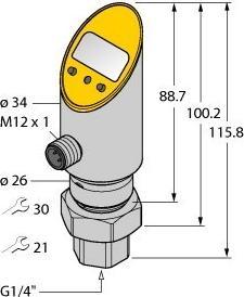 Actual product image Turck Rotatable pressure sensor with current output PS003V-501-LI2UPN8X