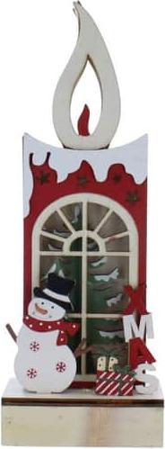 MICA Living LED Standdeko - Kerze mit Schneeman - ca. 9,5 x 5 x 26 cm