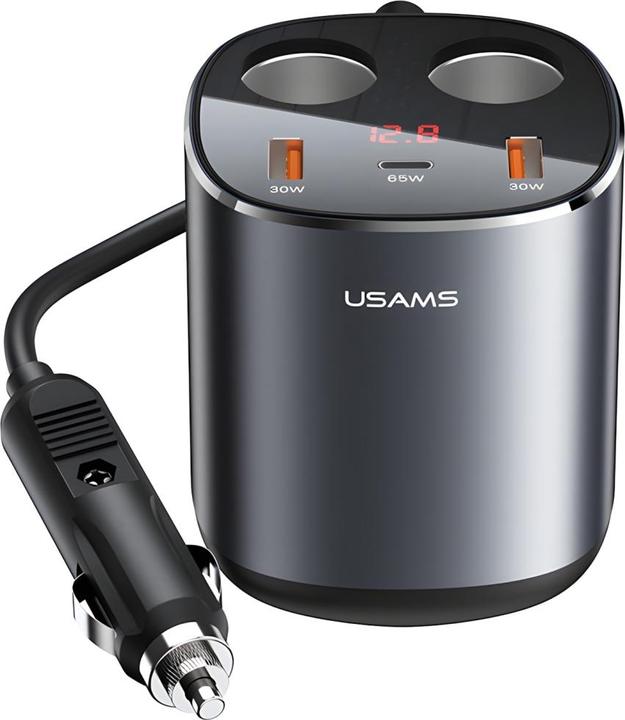 Actual product image Usams Car sprayer 2 xUSB-A/1 xUSB-C C28 245W grey/grey CC151TC01 (US-CC151)