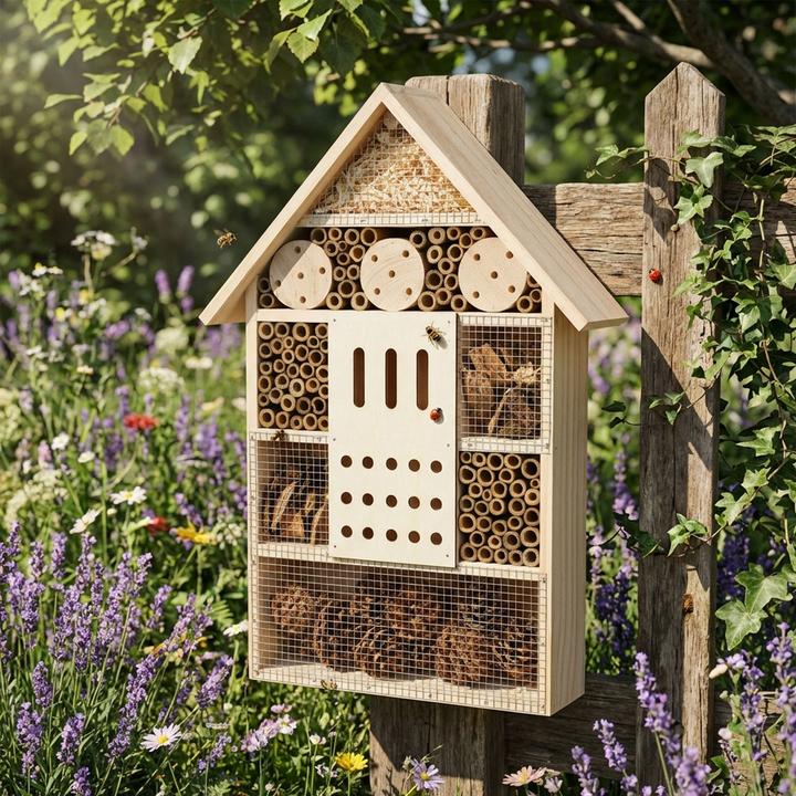Actual product image ProGarden XL Insektenhotel, 51 x 35 x 10 cm, Nistkasten aus Naturhölzern und Zapfen für Bienen, Schmetterlinge (Butterflies, Ladybirds, Wild bees)