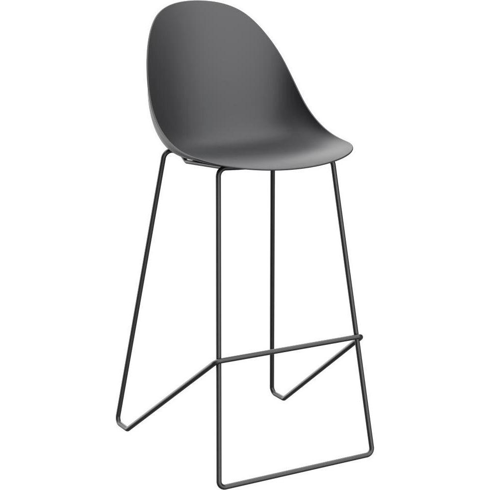 Paperflow, Barhocker, Barhocker "VOID", 2er Set, schwarz Sitz aus Polypropylen, mattschwarzes Stahlgestell mit
