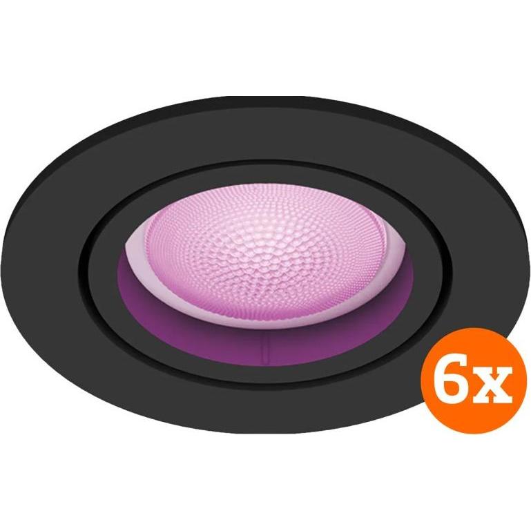 Philips, Applique + Plafoniera, Hue Centura inbouwspot White and Color - rond - Zwart - 6-pack (GU10)