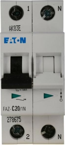 Produktbild Eaton MCB, 20A, C-type, 1Pole+N, 15kA