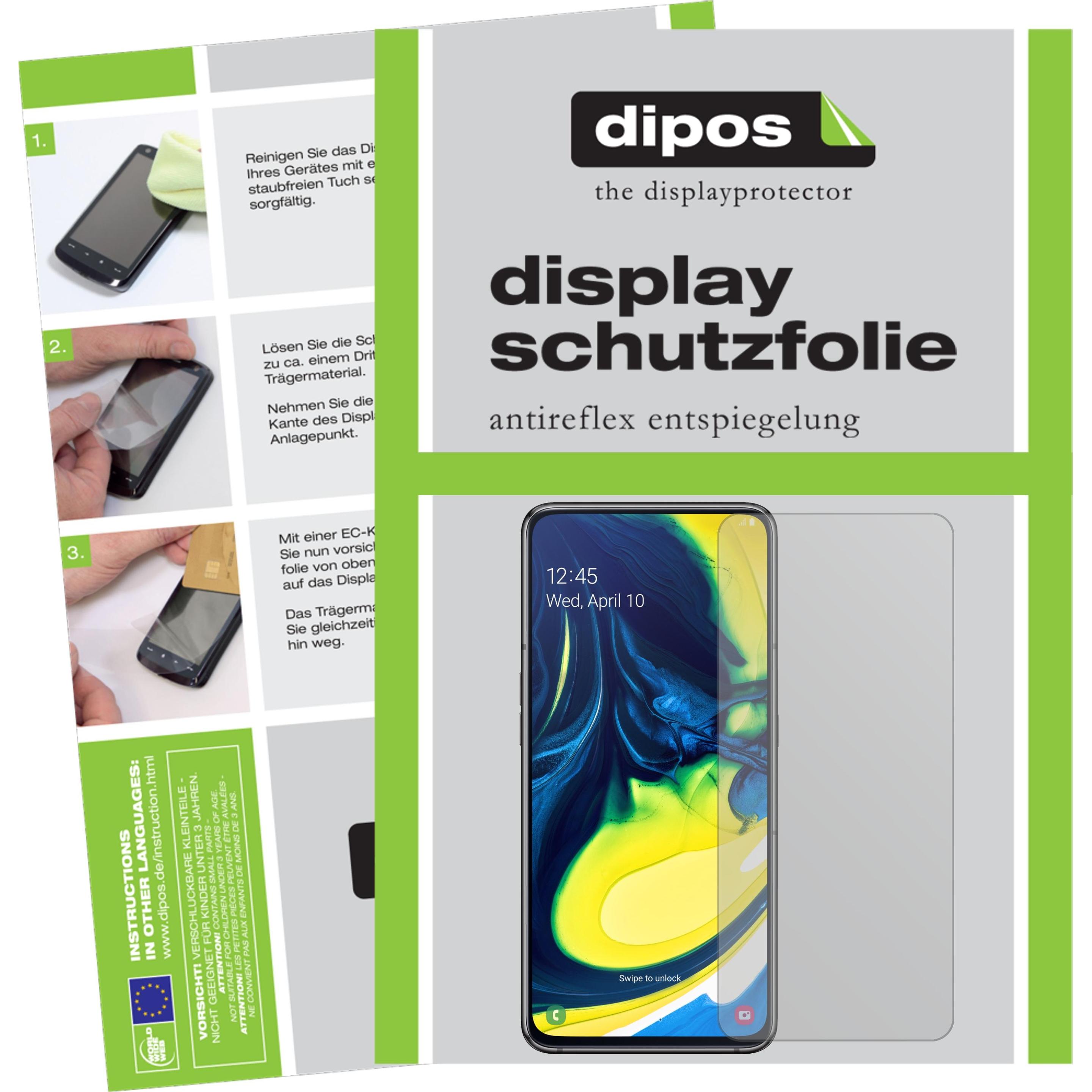 Dipos Displayschutzfolie Antireflex (5 Stück, Samsung Galaxy A80), Smartphone Schutzfolie, Transparent