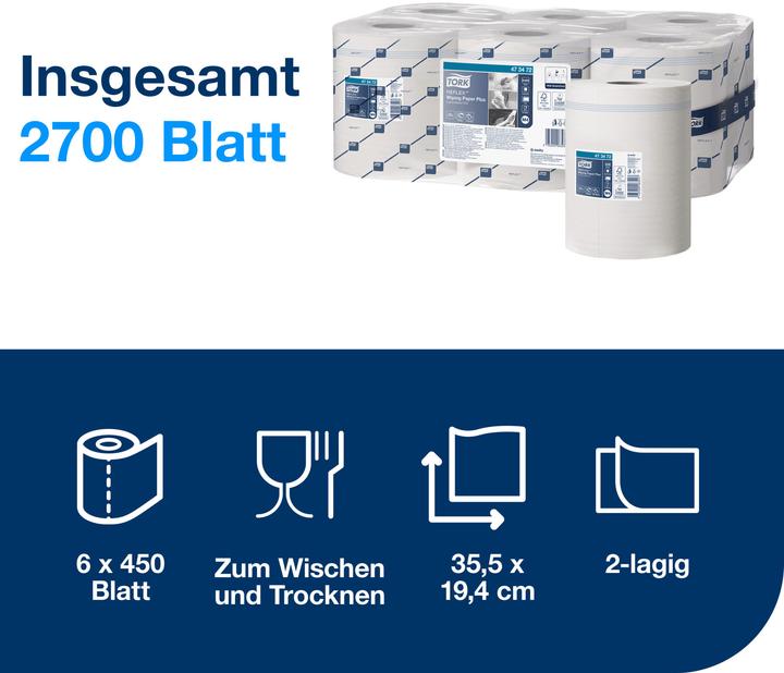 Actual product image Tork Reflex multi-purpose cleaning roll, 2-ply, white, 150.8 m (6x)