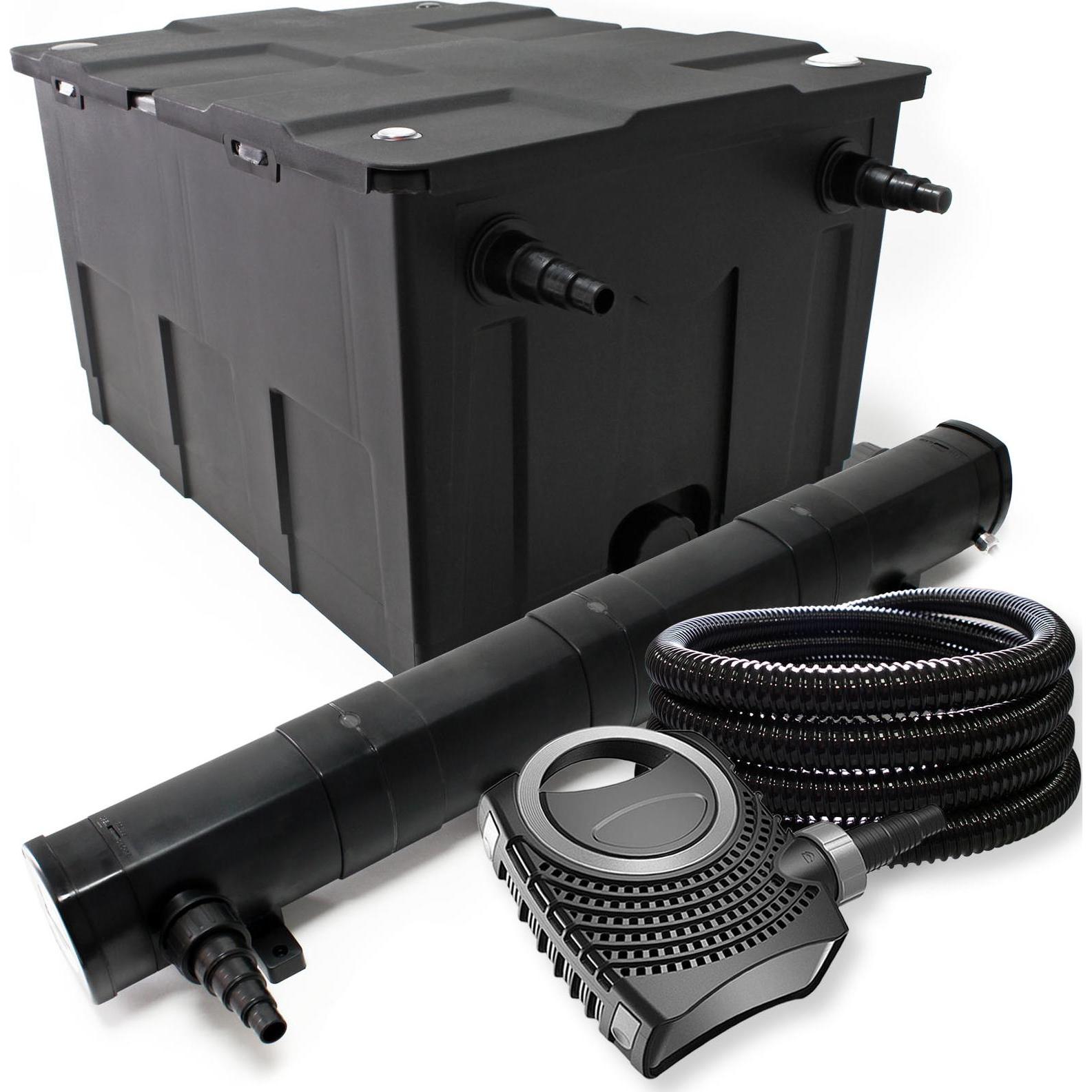 Wiltec, Brunnen + Gartenteich, Filter Set Bio Teichfilter 60000l 72W UVC Teichklärer Pumpe Schlauch 25m 092