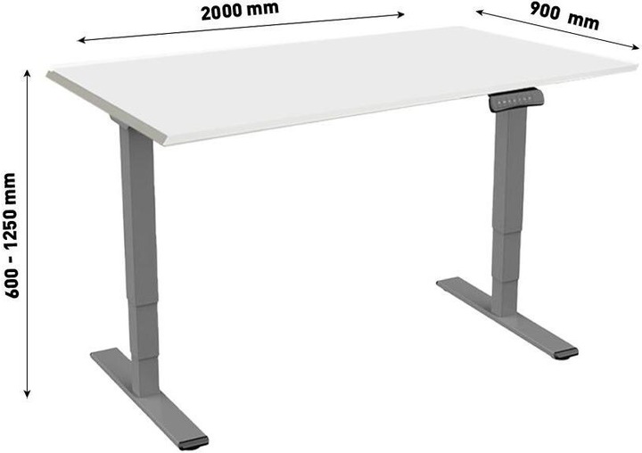 Actual product image Contini Height-adjustable office desk (200 x 90 x 25 cm)