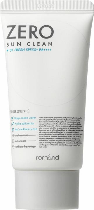 Rom&Nd Zero Sun Clean SPF50+ PA++++ Daily Sunscreen 01 Fresh 50ml (Sonnencreme Gesicht, SPF 50, 50 ml, 47.91 g)