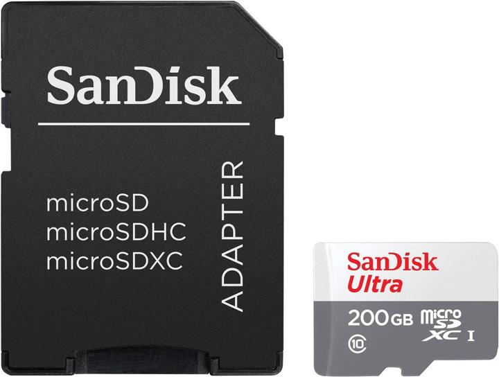 Actual product image SANDISK microSDXC Ultra 200GB (A1/UHS-I/Cl.10/100MB/s) + Adapter Tablet (200 GB, UHS-I)