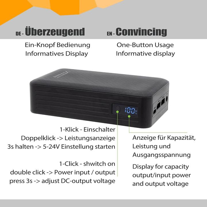 Produktbild Xpower XTPower XT-27000 DC Powerbank 26800 mAh Li-Ion USB, DC-Buchse 3.5mm Schwarz (26800 mAh, 60 W, 99.16 Wh)