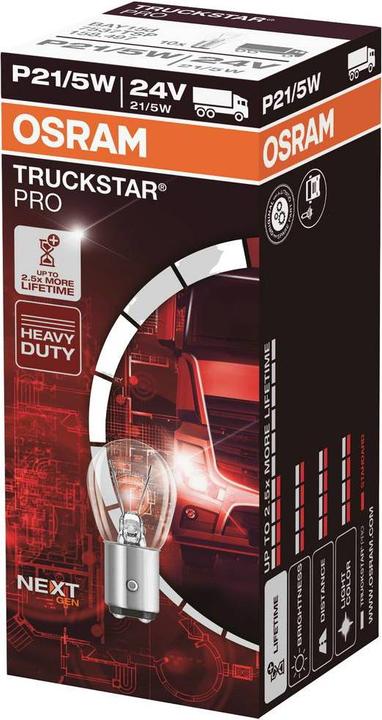 Produktbild Osram TRUCKSTAR PRO P21/5W, Halogen-Signallampe, 24V LKW Lampe, Faltschachtel (10 Lampen) (P21/5W)