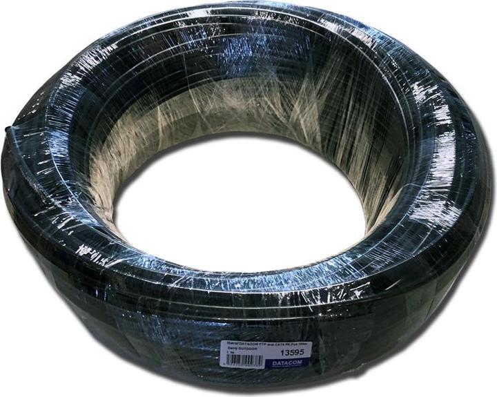Produktbild Datacom FTP drát CAT6 PE,Fca 100m cívka,černý,OUTDOOR, metráž (FTP, CAT6, 100 m)
