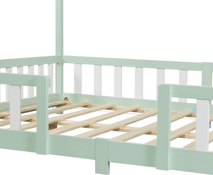 Image du produit En.Casa Lit d'enfant Treviolo 140x200 cm avec matelas mousse froide et grille vert menthe (140 x 200)