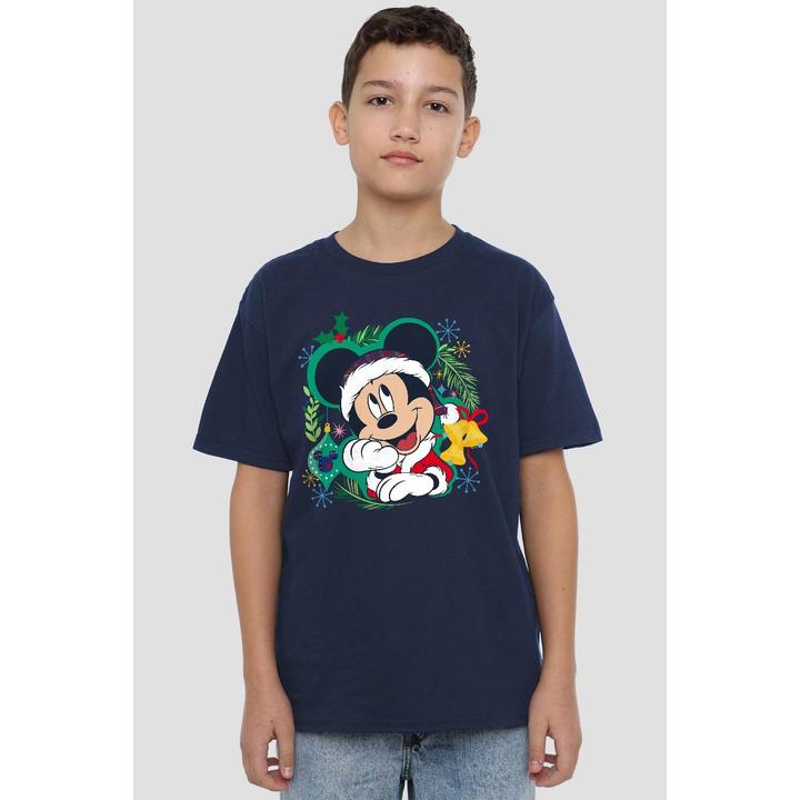 Actual product image Disney Childrens/Kids Mickey Mouse Wreath Christmas T-Shirt (128)