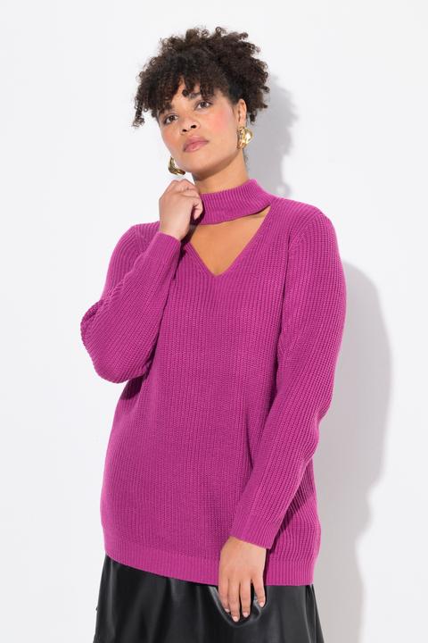 Immagine prodotto Miamoda Pullover, Regular Fit, V-Ausschnitt mit Choker (46, 48)