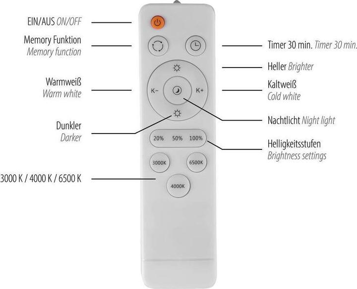 Produktbild Just Light LED Deckenlampe LAGO CCT dimmbar Fernbedienung rund 30min Timer, CCT (4600 lm)