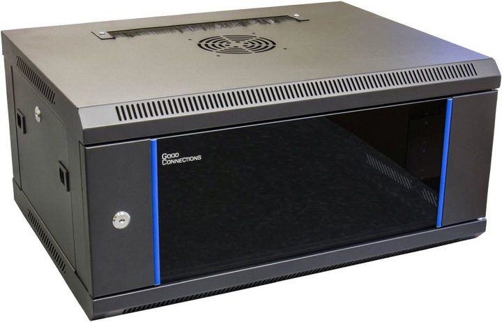 Produktbild Good Connections 19" Wandgehäuse, 4HE, tiefschwarz (RAL9005) 600 x 450mm, fertig montiert, ® (4 HE, 19 Zoll Rack)