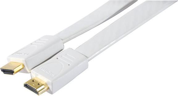 Produktbild Exertis Connect High Speed HDMI Flachkabel, vergoldete Stecker, HDMI St. A / St. A, weiß, 5,0 m Flaches weißes HDMI (5 m)