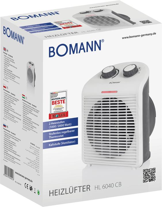 Actual product image Clatronic Bomann fan heater, maximum 2,000 watts power, 2 power levels, thermostat, cold level, contro... (2000 W)