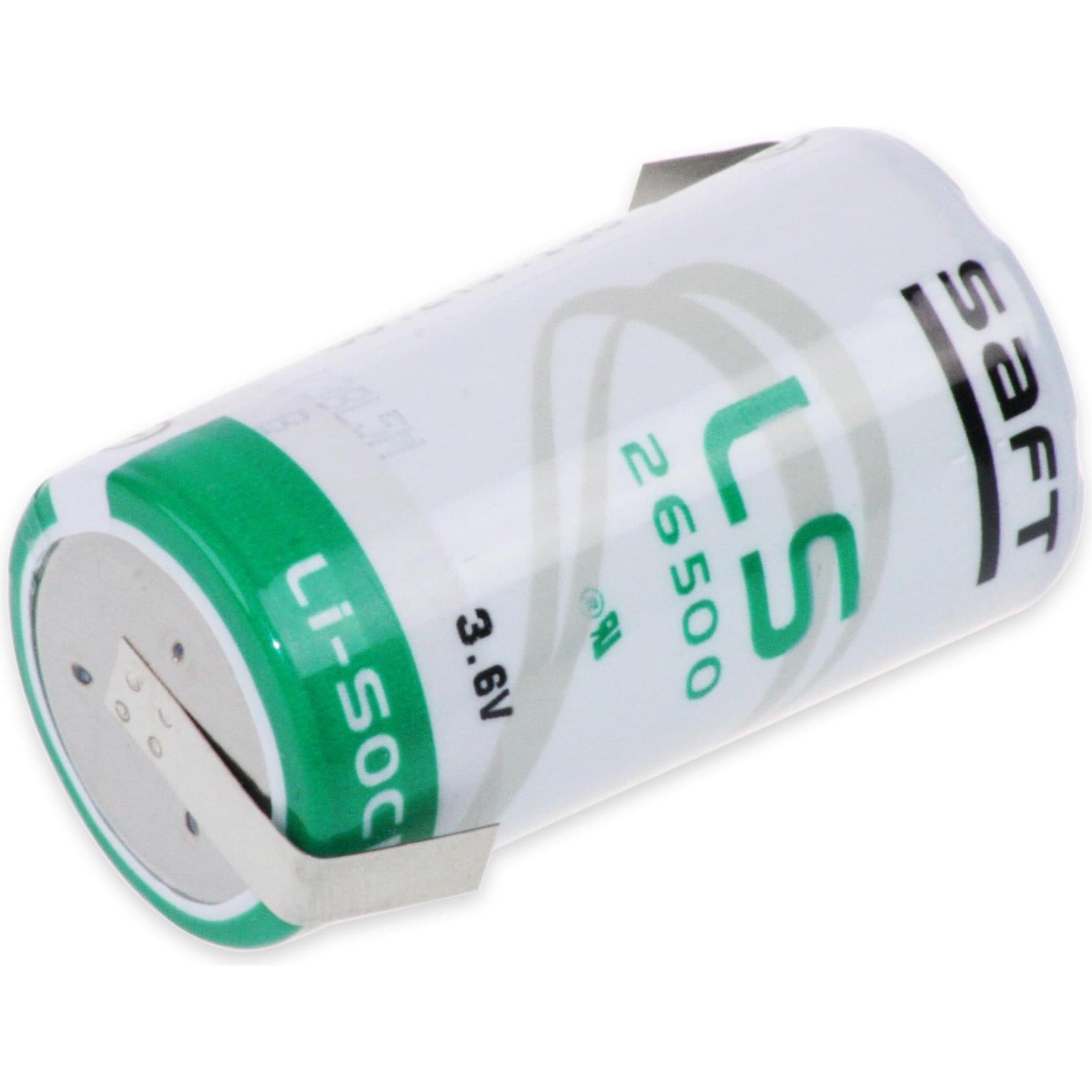 Saft Lithium-Batterie LS 26500, C (Baby), mit Z-Lötfahne, 3,6 V-, 7700 mAh (7700 mAh), Batterien + Akkus
