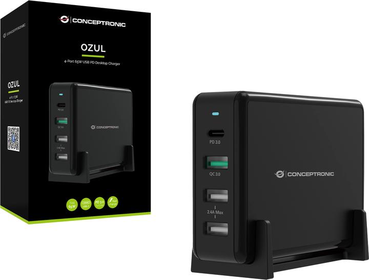 Produktbild Conceptronic OZUL 4-Port 65W USB-PD Desktop-Ladegerät (65 W, 1 Port)