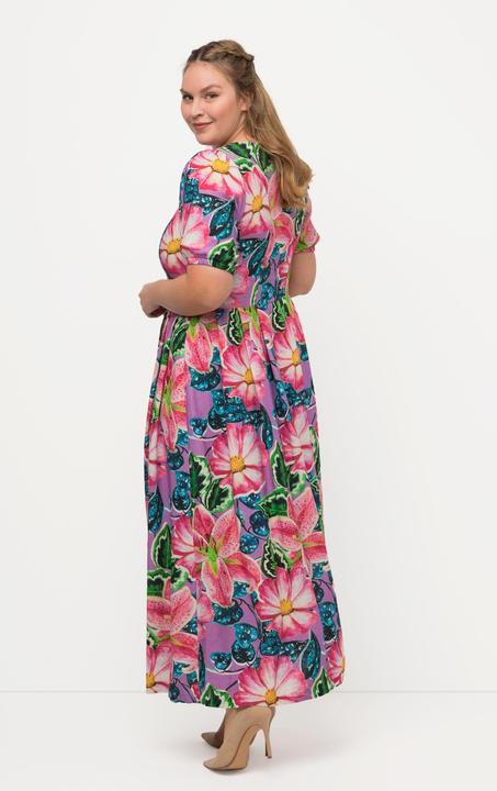 Image du produit Ulla Popken Robe champêtre en lin mélangé. Décolleté rond et manches courtes. (46)