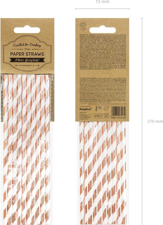 Actual product image Partydeco Striped Straws Rose Gold (10 x)