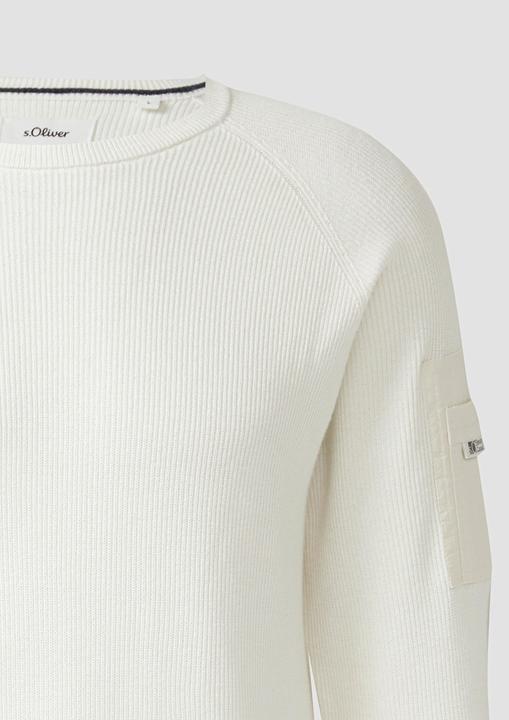 Produktbild s.Oliver Strickpullover Strukturierter Raglanpullover aus Baumwolle mit Ärmeltasche (XL)