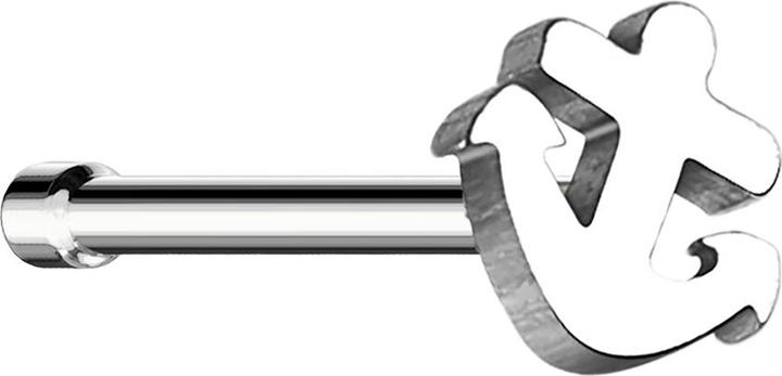 Produktbild Star Piercing Nasenstecker gerade silber mit Anker (ohne Messing, Chirurgenstahl 316L)