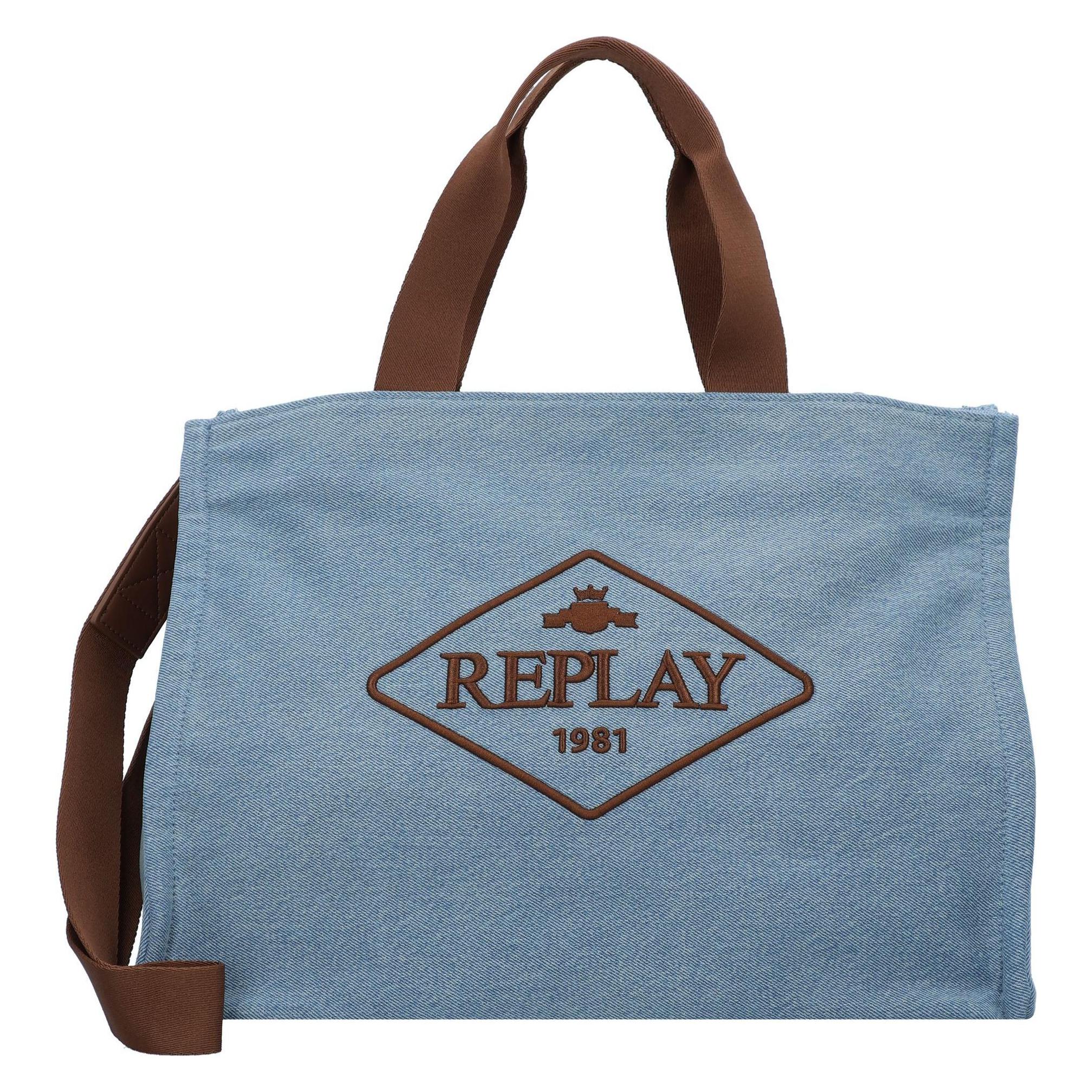 Replay, Damen, Tasche, Shopper Tasche 40 Cm, Grau, Blau