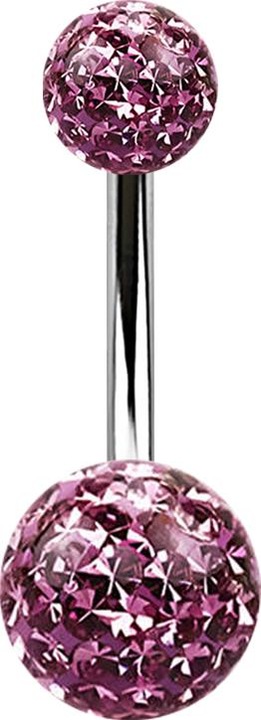 Produktbild Star Piercing Banane silber mit zwei Kristall Kugeln hellviolett Epoxy Schutzschicht (ohne Messing, Chirurgenstahl 316L)