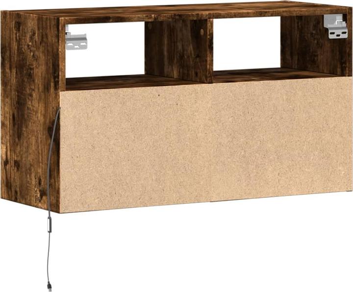 Actual product image vidaXL TV cabinet Wall unit Lowboard Hanging with LED lighting Smoked oak