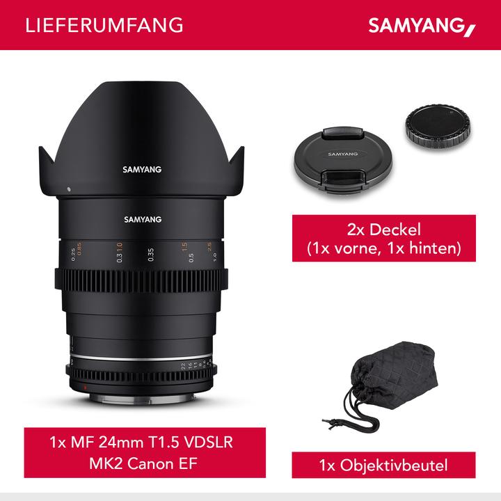 Image du produit Samyang MF 24mm T1,5 VDSLR MK2 Canon EF (Canon EF, APS-C / DX)