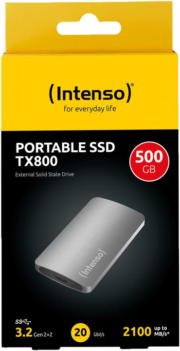 Actual product image Intenso SSD 500GB TX800 1.8" USB 3.2 Gen1 Anthracite (0.50 TB)