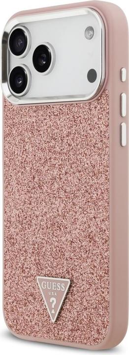 Produktbild Guess - Glitter Triangle Logo MagSafe (GUHMP17XPFGTSCMP) - iPhone 17 Pro Max - Pink (Apple iPhone 17 Pro Max)