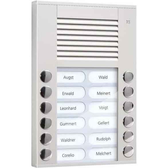 TechniSat, Klingel + Türsprechanlage, Audio Aussenstation PES12-EN/04 12Tasten 2reihig AP silber