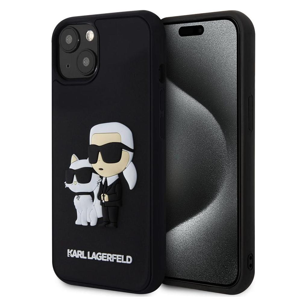 Karl Lagerfeld 3D Rubber Karl En Choupette Hoesje Voor IPhone 13 Zwart (Apple IPhone 13), Smartphonehoes, Zwart
