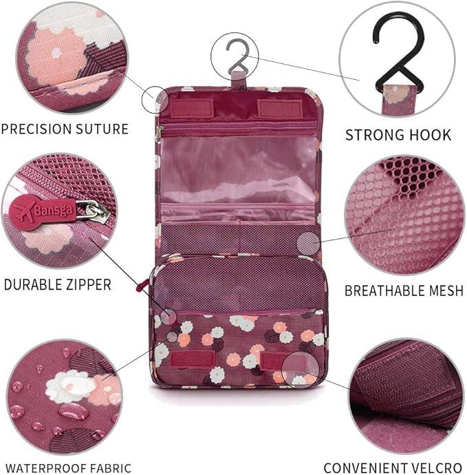 Actual product image Only-Bags.Store Versatile travel toiletry bag with hook - hard-wearing polyester, odourless