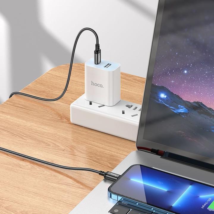 Actual product image Hoco Cable Cable USB C to Lightning PD 27W 2 m X89 black (2 m, USB 3.2 Gen 2, 27 W)