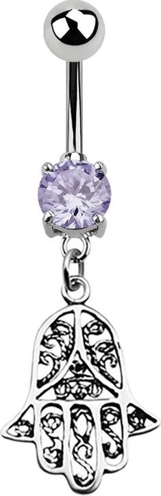 Immagine prodotto Star Piercing Banana in argento con ciondolo Hamsa lavanda (senza ottone, Acciaio chirurgico 316L, Argento 925)
