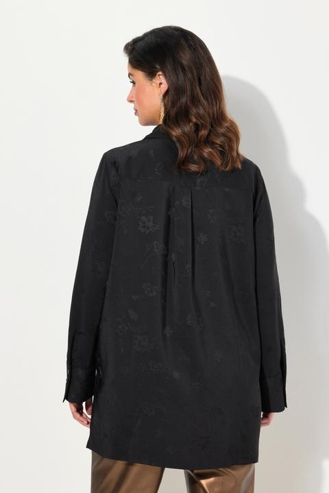 Image du produit Ulla Popken Tunique longue en satin texturé. Manches longues et décolleté en V (54)