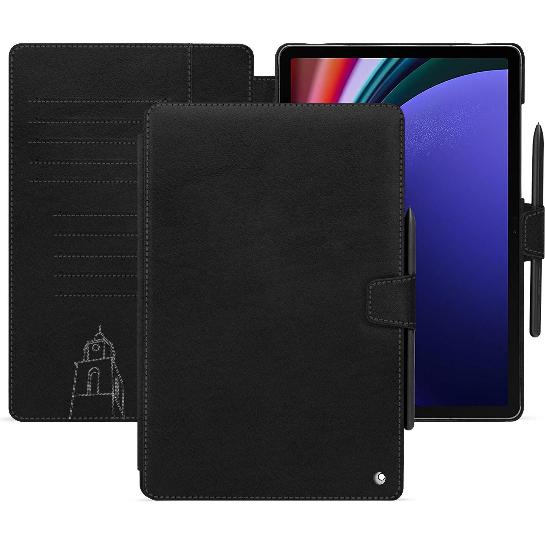 Thumbnail - Noreve Lederschutzhülle Samsung Galaxy Tab S9+ (Galaxy Tab S9+), Tablet Hülle, Schwarz