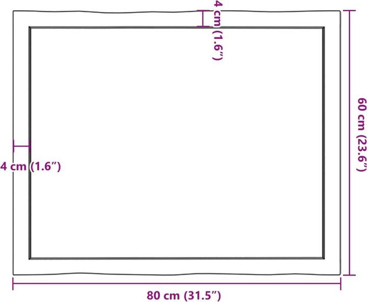 Image du produit VidaXL Tischplatte 80x60x4 cm Massivholz Eiche Behandelt (80 x 60 x 4 cm)