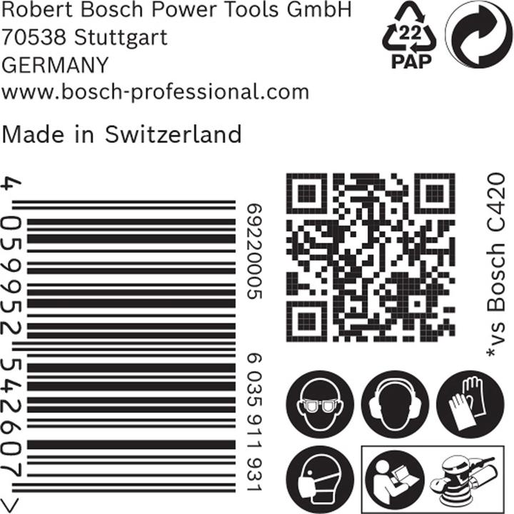 Image du produit Bosch Professional Zubehör Papier abrasif Expert C470 avec 6 trous pour ponceuse excentrique, 150 mm, G 180, 50 pcs. (180)